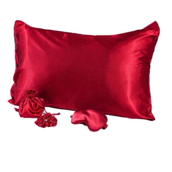 Silk Satin pillowcase with eye mask and hair scrunchie Queen size - Picture 1 of 1